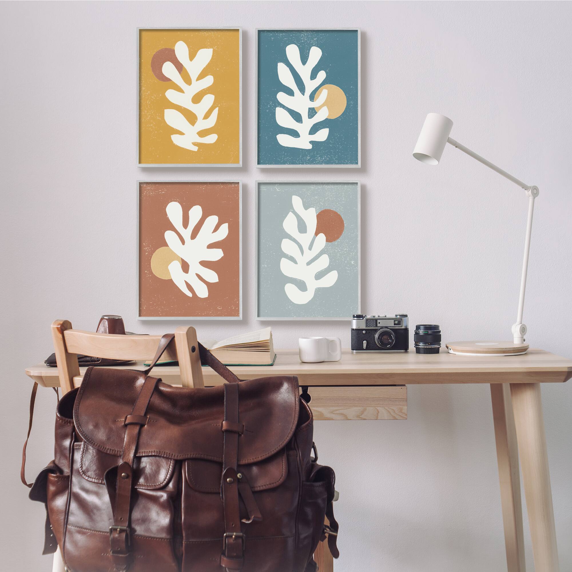 Stupell Industries Fluid Matisse Inspired Plants Abstract Organic Shapes in Gray Frame Wall Art